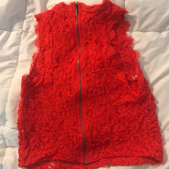 zara red lace halter top - Picture 5 of 5